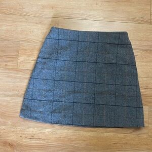 Uniqlo Gray Plaid Wool Blend Skirt